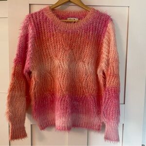 Molly Bracken Fuzzy Ombre Crewneck in Pink and Orange